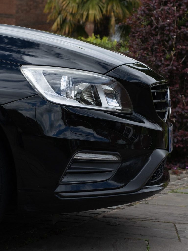 Close up side view of a Volvo V60 after an exterior valet